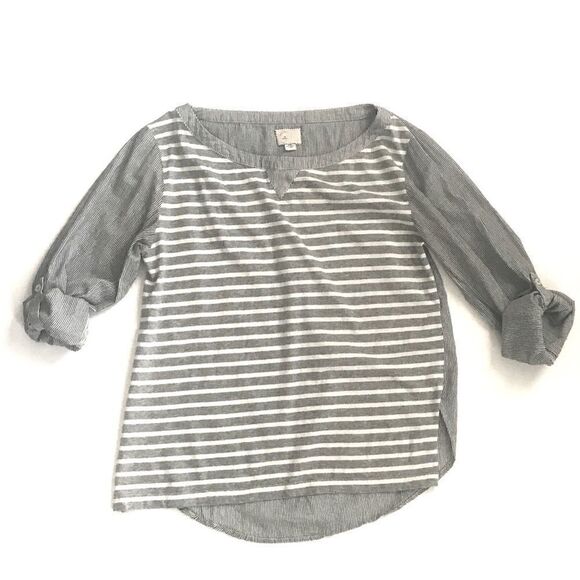 Anthropology Postmark Gray/White Striped Top - Picture 5 of 8